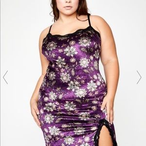 Dolls Kill velvet mini slip dress